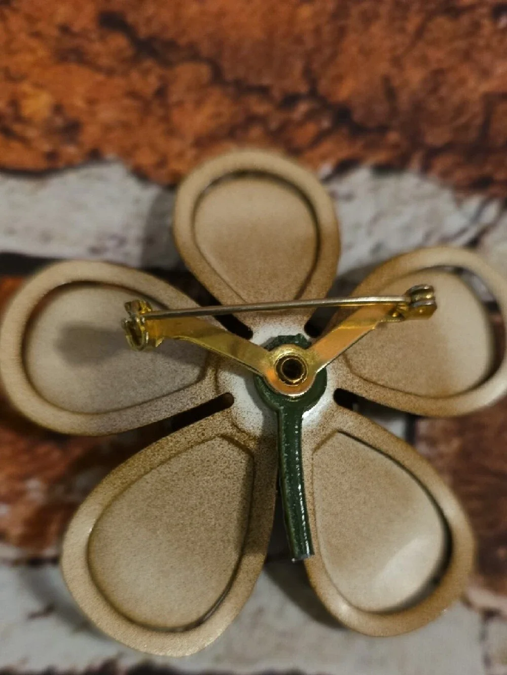 Brown and Orange Flower Brooch